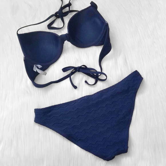 AERIE Bridget Blue Push Up 2-Piece Bikini - Picture 4 of 6